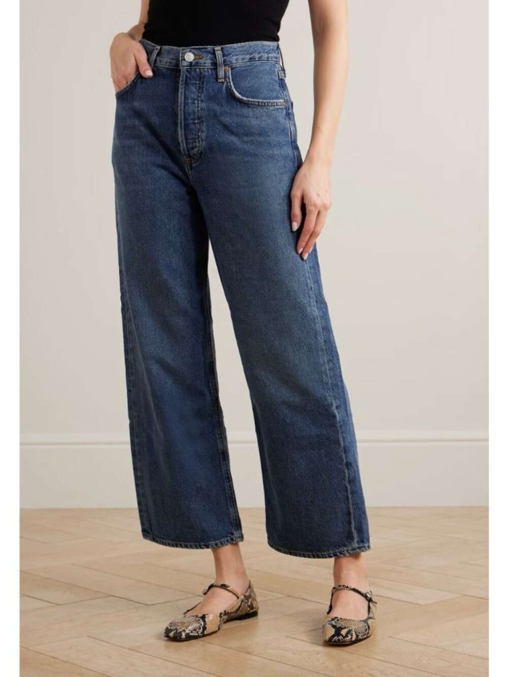 Agolde Ren Petite High Rise Wide Leg Size 30 P Wash Control Blue Denim Jeans - Picture 4 of 4